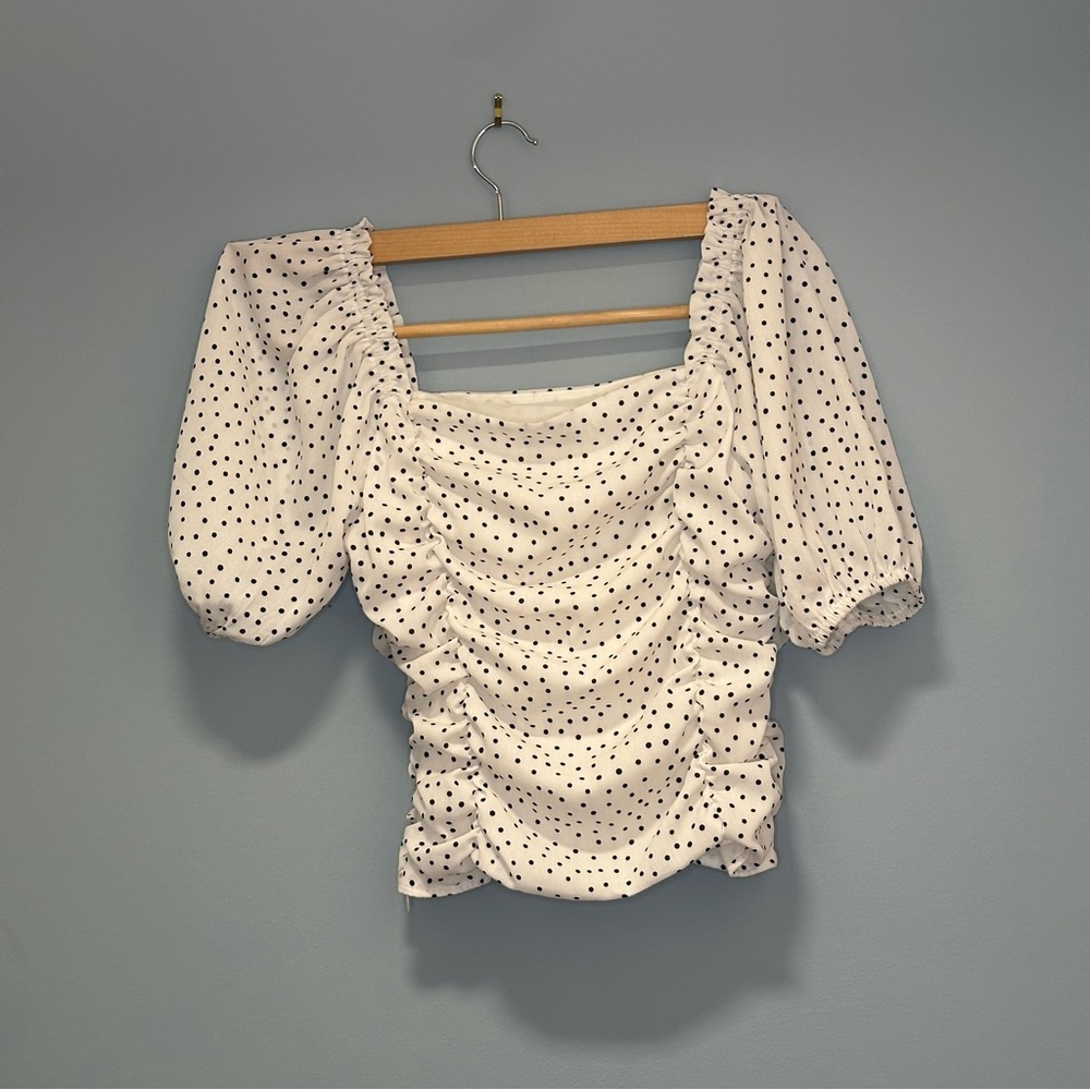 BOHO style Polka Dot Puff Sleeve Top